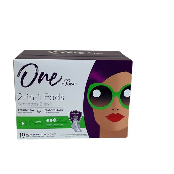 One by Poise 2-in-1 Pads #3 Heavy Incontinence Pads 18 ct Lot Of 2 - Picture 2 of 3
